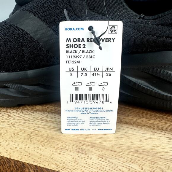Hoka One One Ora Recovery 2 Slip-On Shoes Men's Size 8 Black NWT 1119397 BBLC - Picture 8 of 8